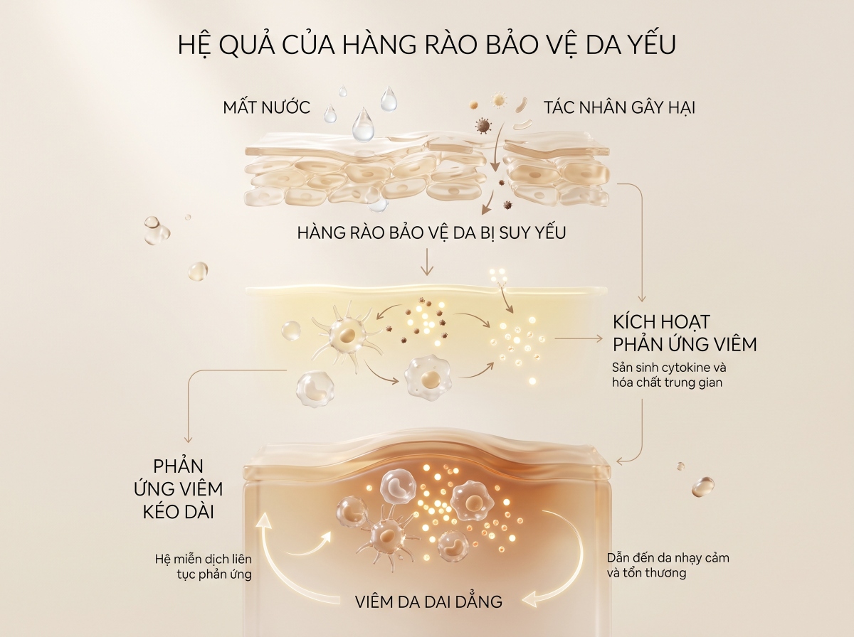 Tác động của skin barrier suy yếu