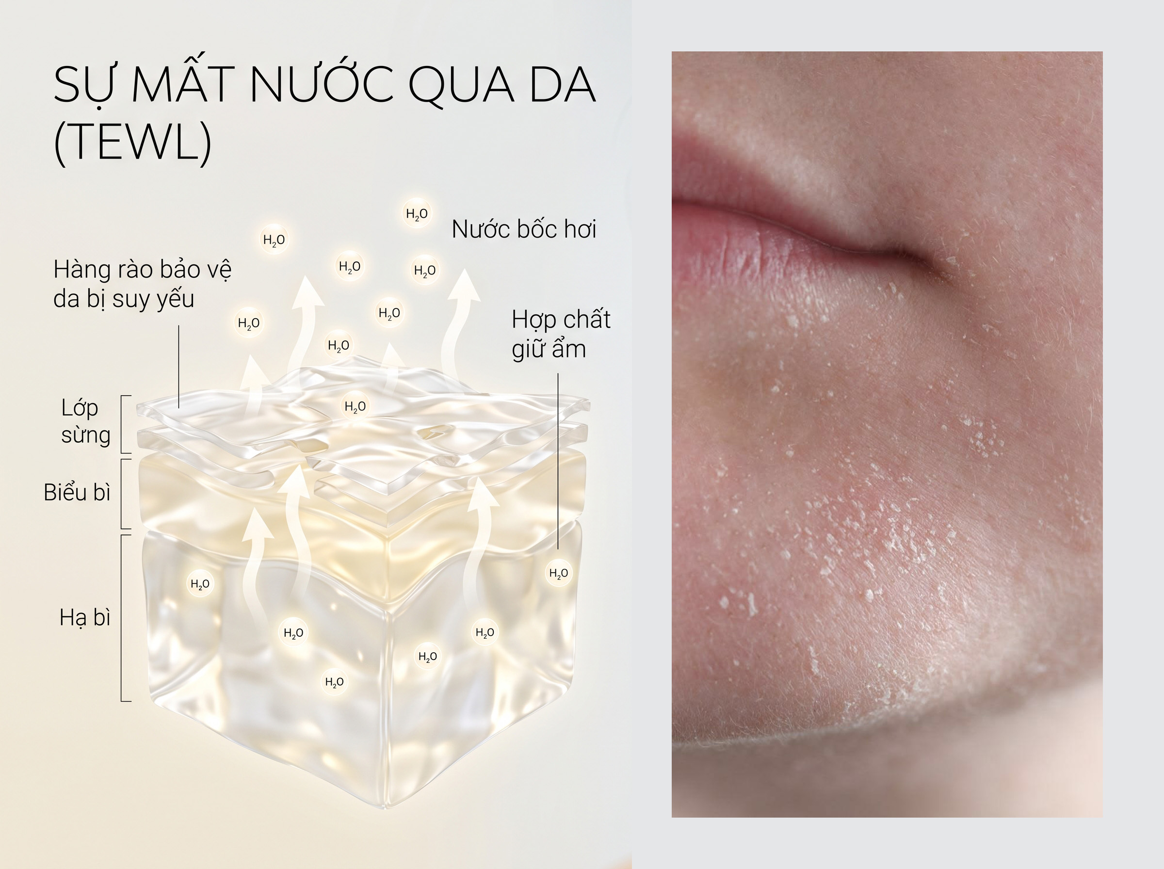 Skin Barrier là gì? Vì sao hàng rào bảo vệ da quyết định một làn da sáng khỏe và ít nám? 4 Tình trạng mất nước qua da
