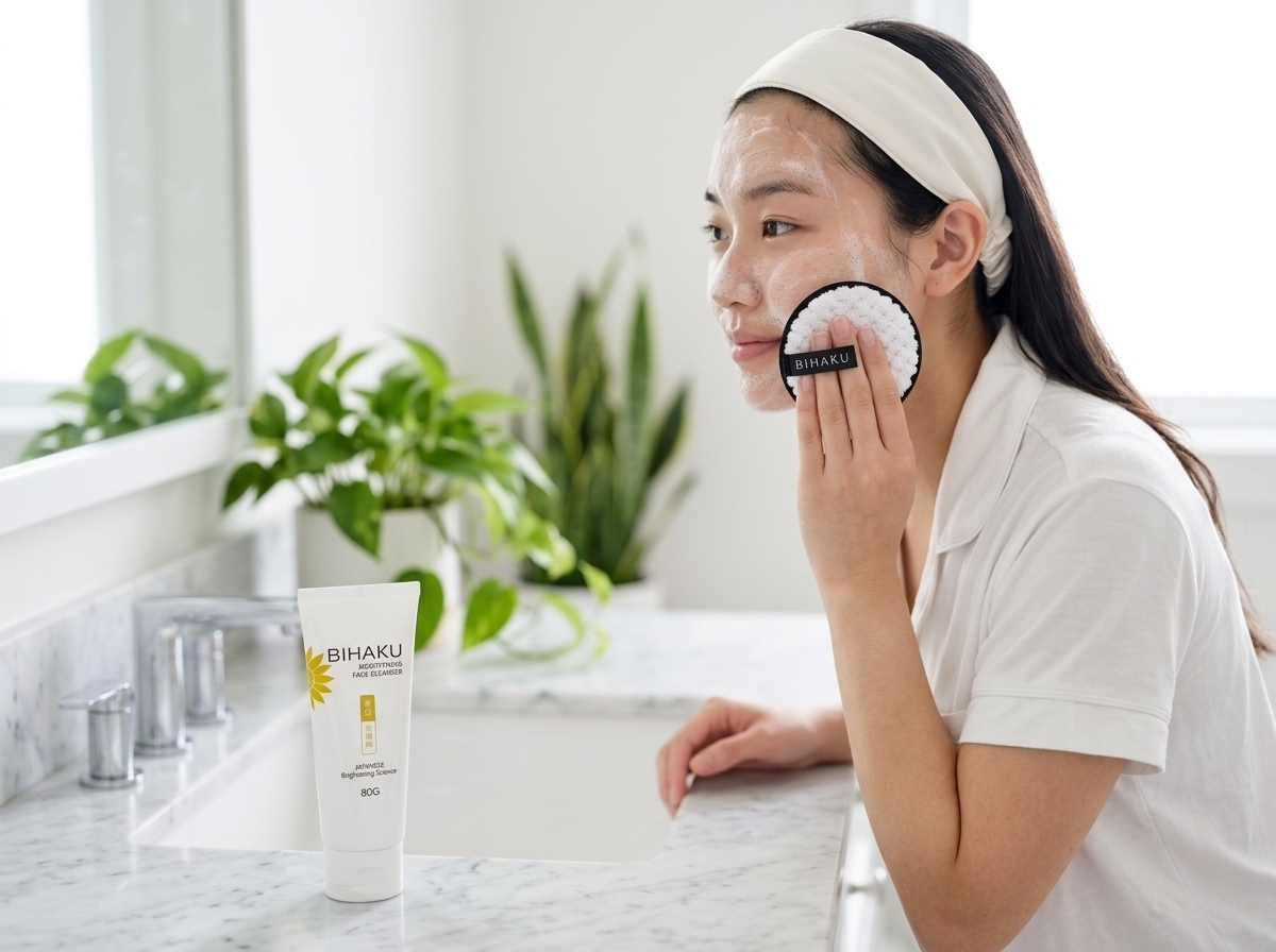 Làm sạch với Bihaku Brightening Face Cleanser